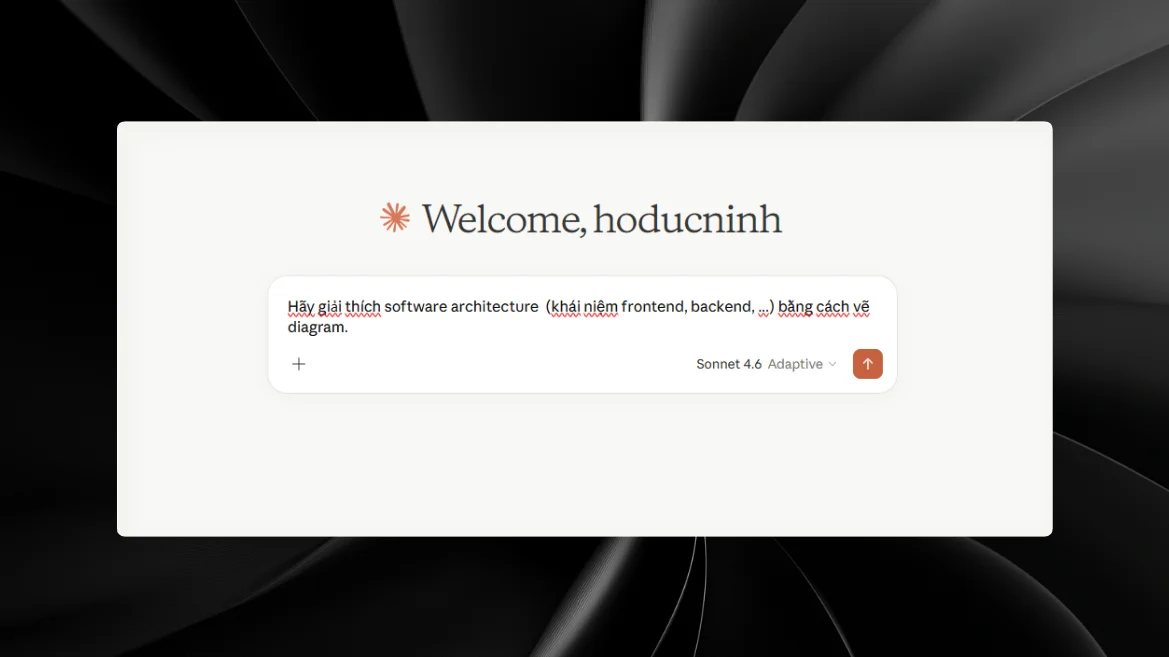 Gõ prompt yêu cầu AI vẽ diagram giải thích kiến trúc phần mềm
